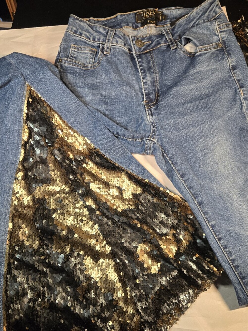 Bellbottom Sequin Lowrise Lucky & Blessed Jeans
